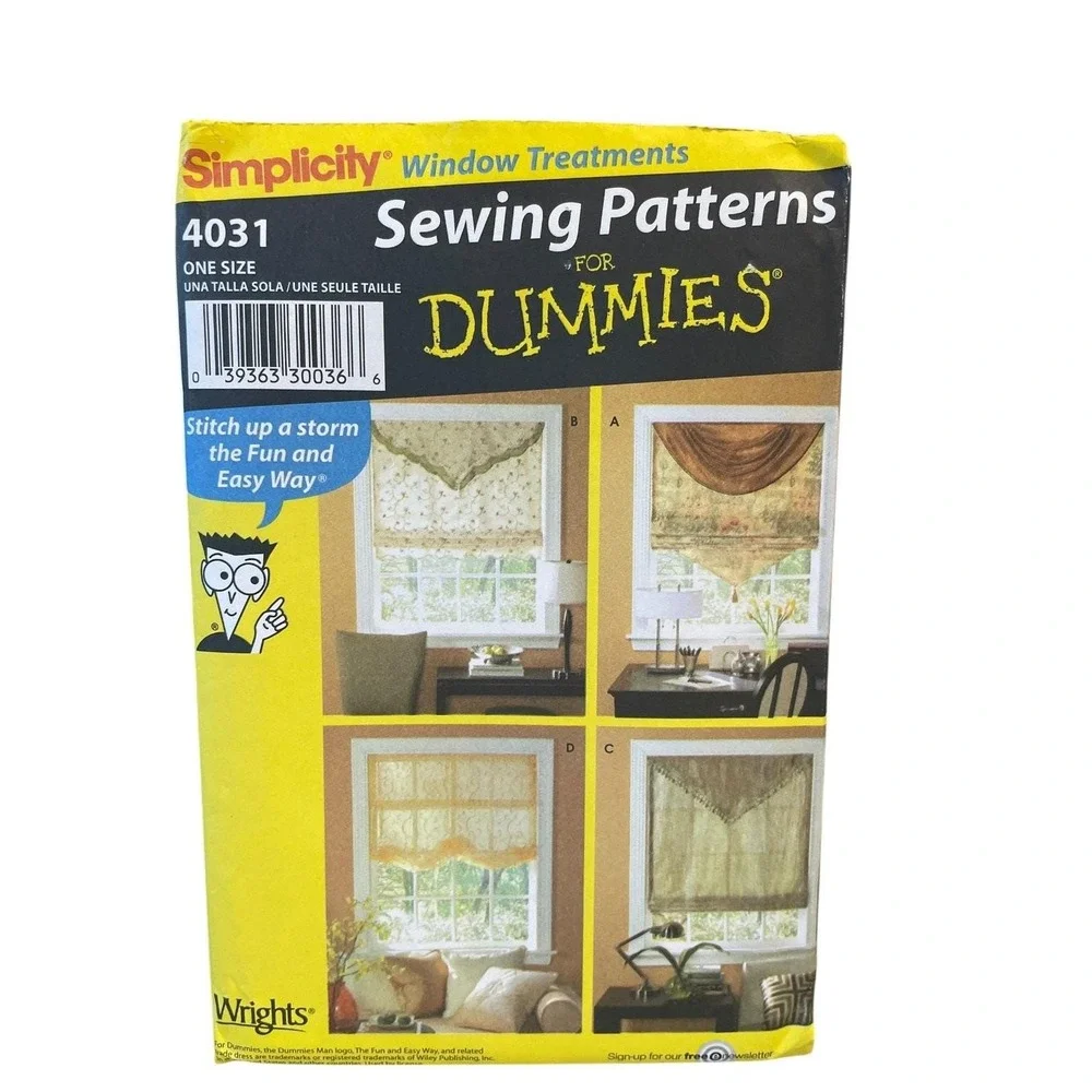 Simplicity 4031 Window Treatments Sewing Pattern One Size For Dummies